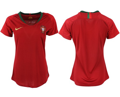 Women's Portugal Blank Home Soccer Country Jersey - Click Image to Close